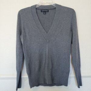 Banana Republic Sweater Luxury Blend Silk Cashmere Blend V-Neck Women Small Gray